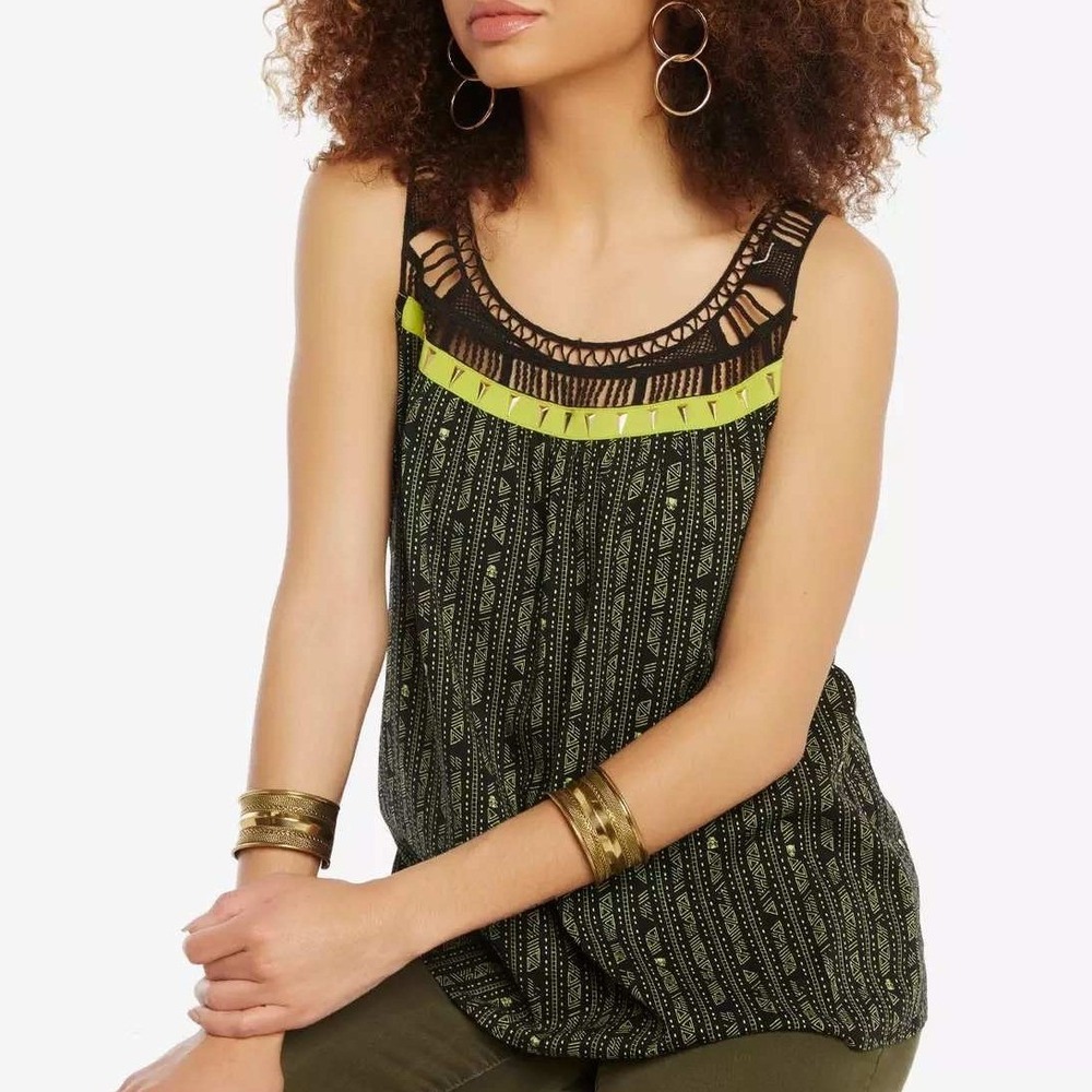 Her Universe‎ Marvel Black Panther Tribal Print Crochet Tank Top Small Green